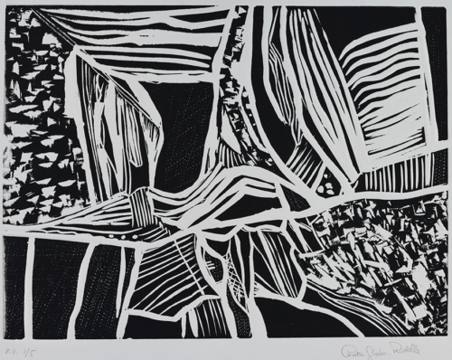 Sur la terrasse | linocut on paper | V.E.5 | 23cm x 30cm Sur la terrasse | linocut on paper | V.E.5 | 23cm x 30cm